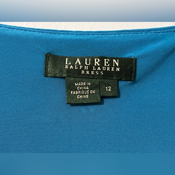 Ralph Lauren Cinched Blue V-Neck Dress - Picture 4 of 9